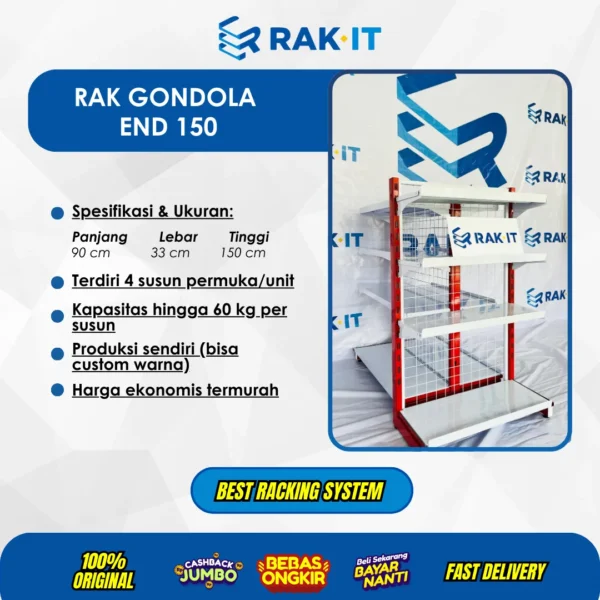 Rak Gondola Minimarket End T150cm