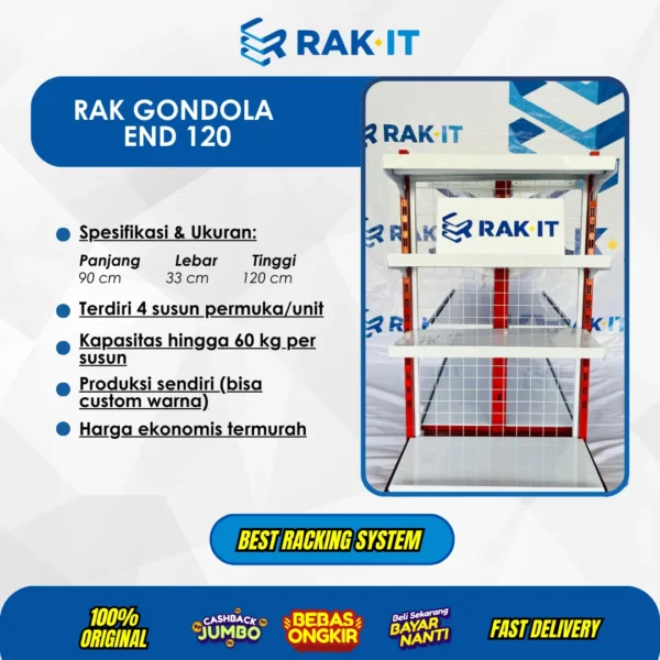 Rak Gondola Minimarket End T120cm