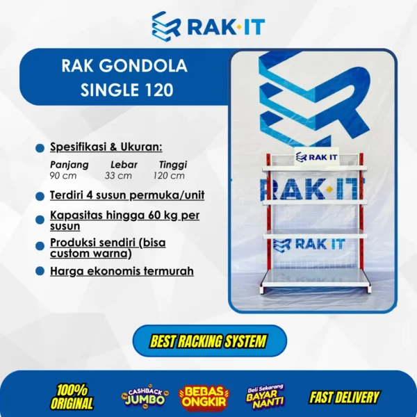 Rak Gondola  Minimarket Single T120cm