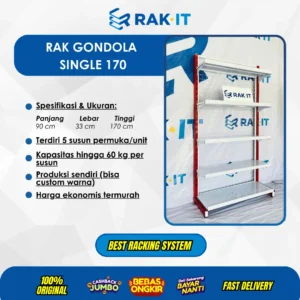 Rak Gondola Minimarket Single T170cm