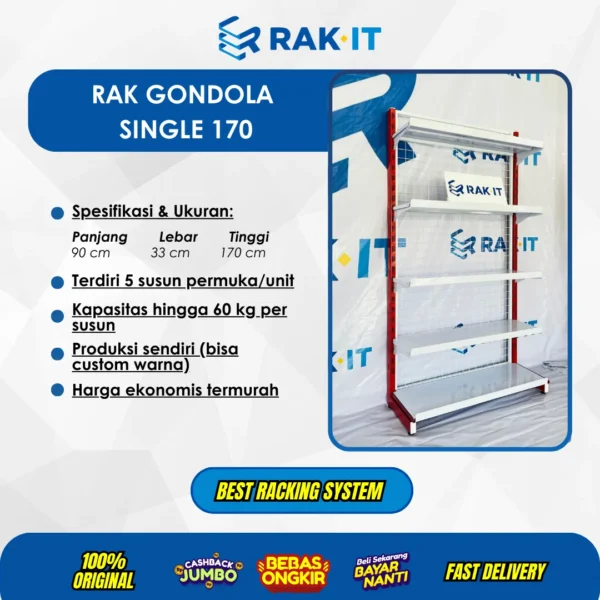 Rak Gondola Minimarket Single T170cm